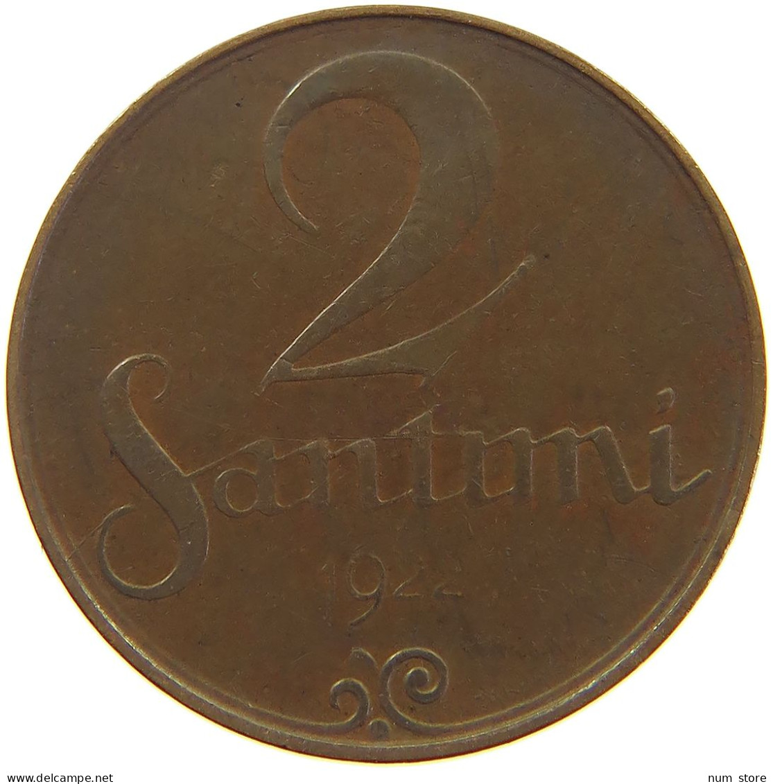 LATVIA 2 SANTIMI 1922  #a066 0761 - Letland