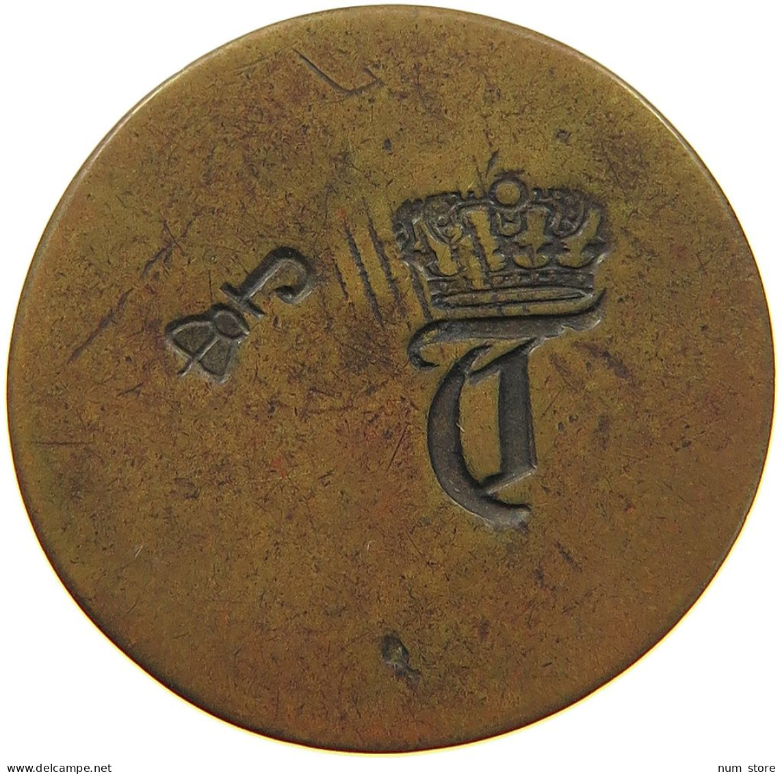 LATIN AMERICA AE  LATIN AMERICA COUNTERMARKED COPPER COIN CROWN / J CROWN /BOTH SIDES #t117 1101 - Autres – Amérique