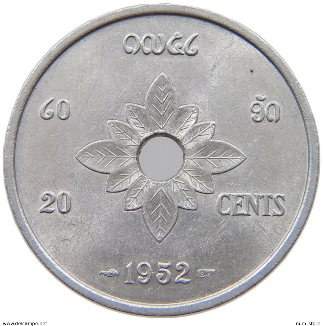 LAOS 20 CENTS 1952  #a022 0149 - Laos