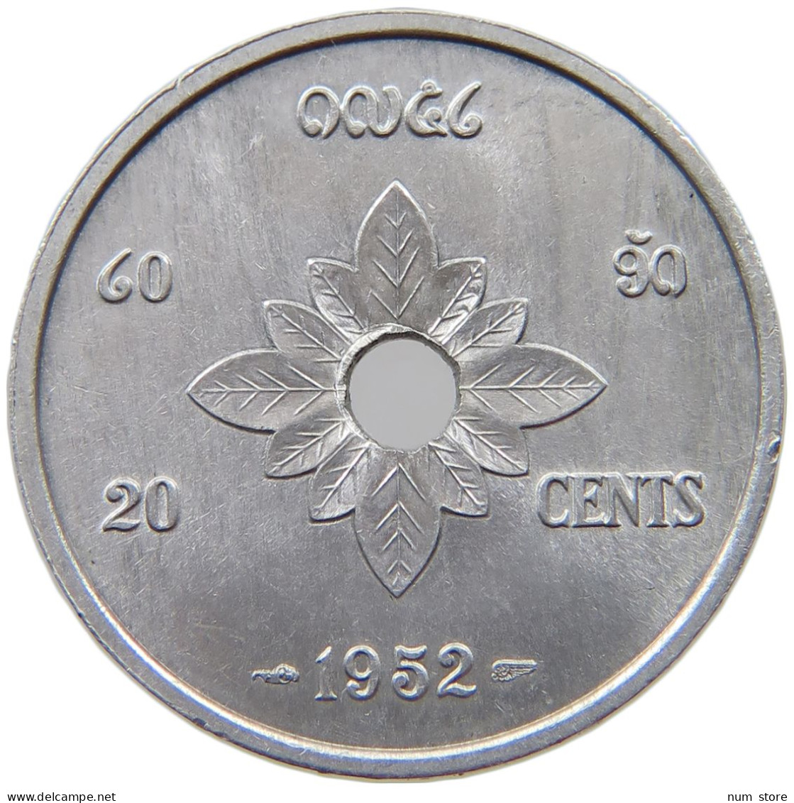 LAOS 20 CENTS 1952  #a022 0147 - Laos