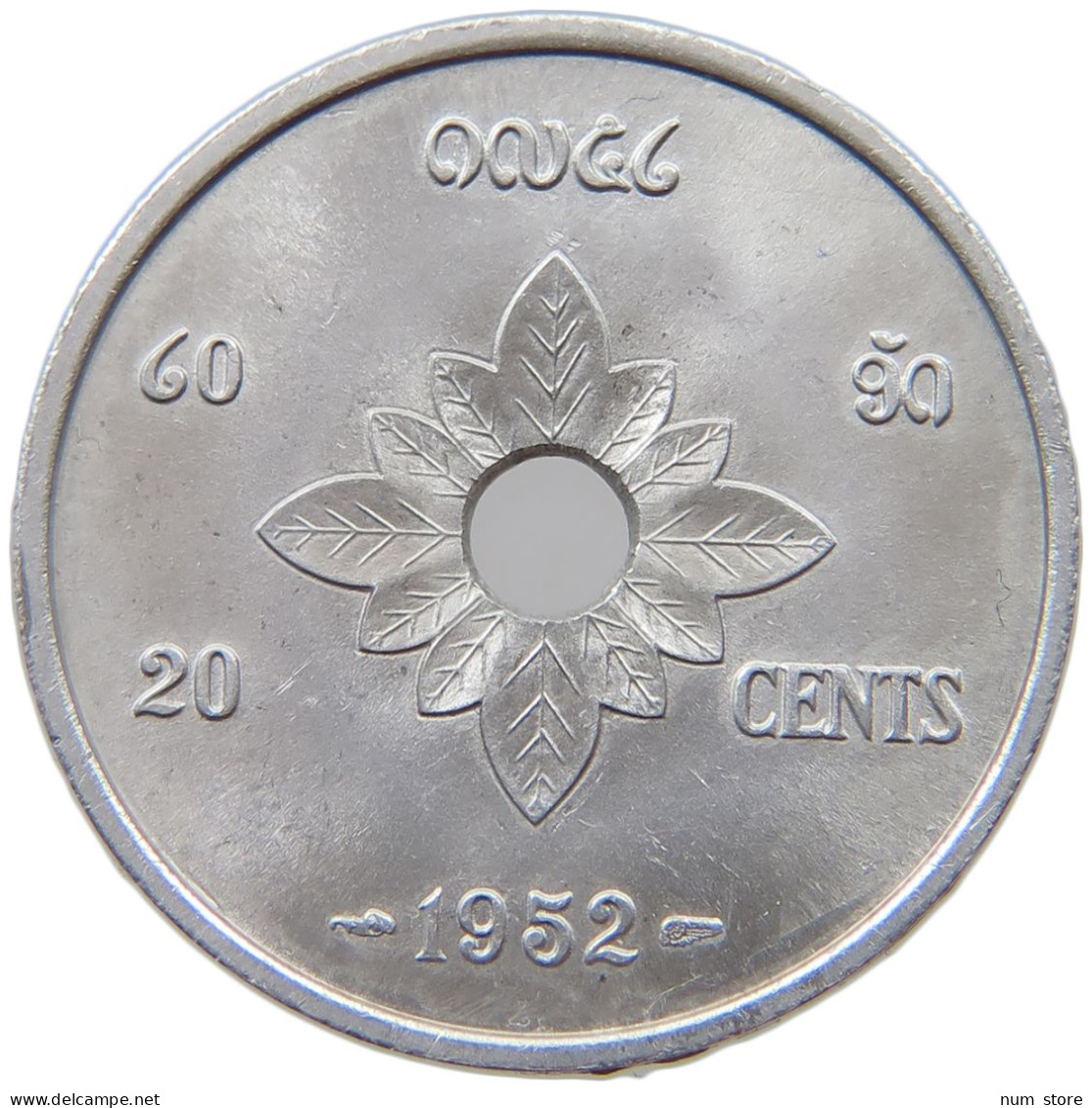 LAOS 20 CENTS 1952  #a022 0139 - Laos