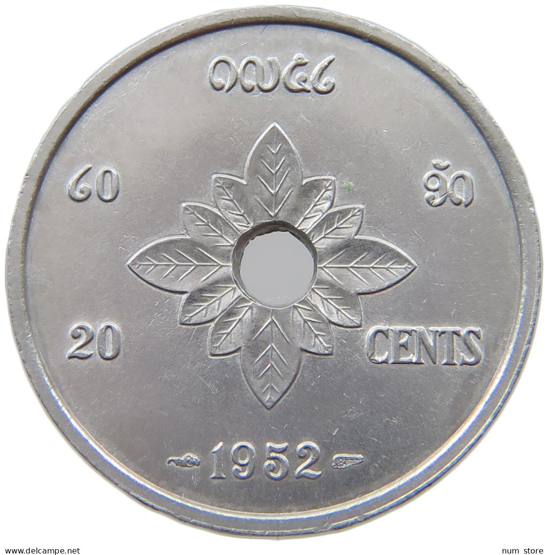 LAOS 20 CENTS 1952  #a022 0135 - Laos
