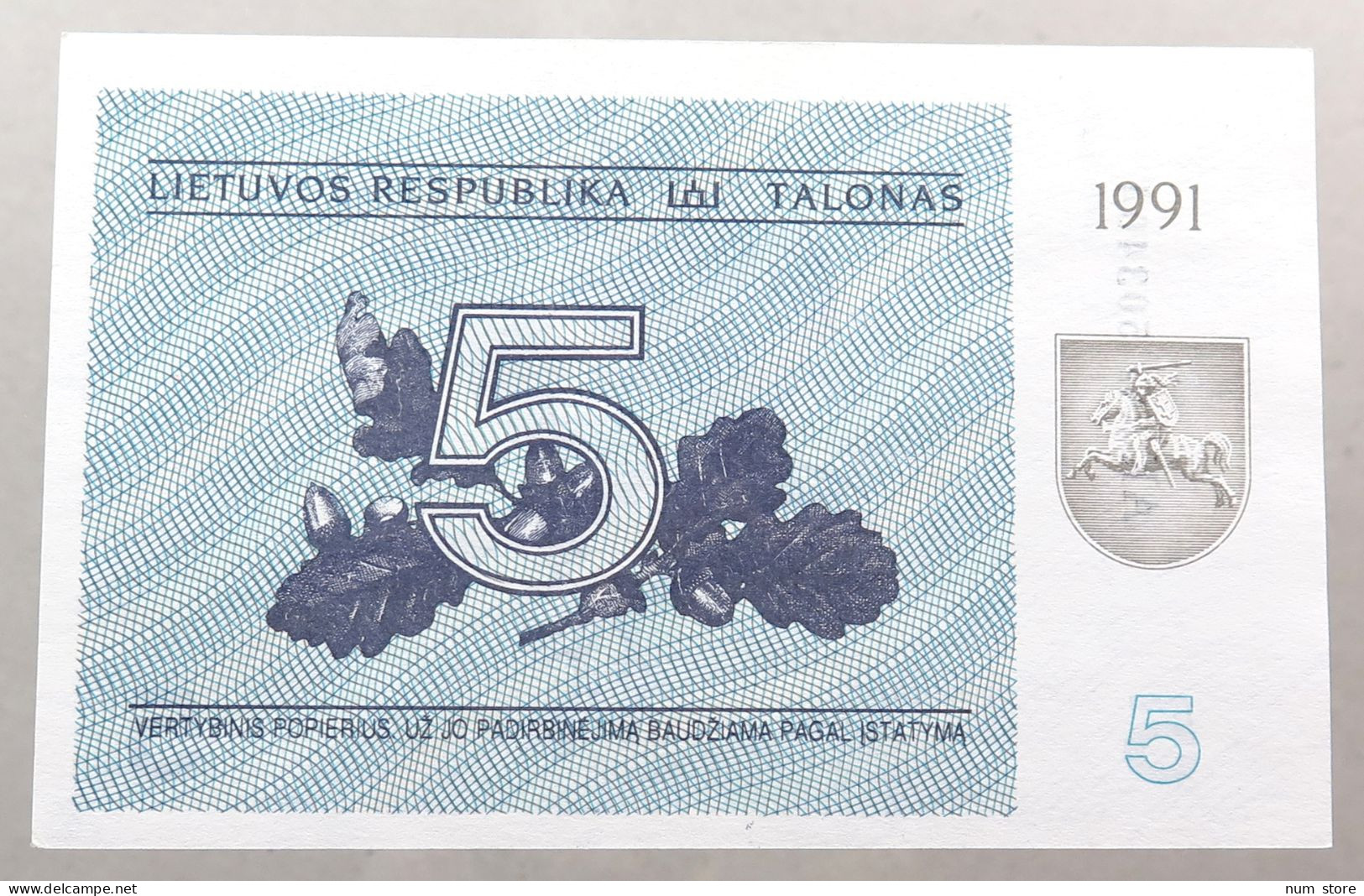 LITHUANIA 5 TALONAS 1991  #alb050 0539 - Lituanie