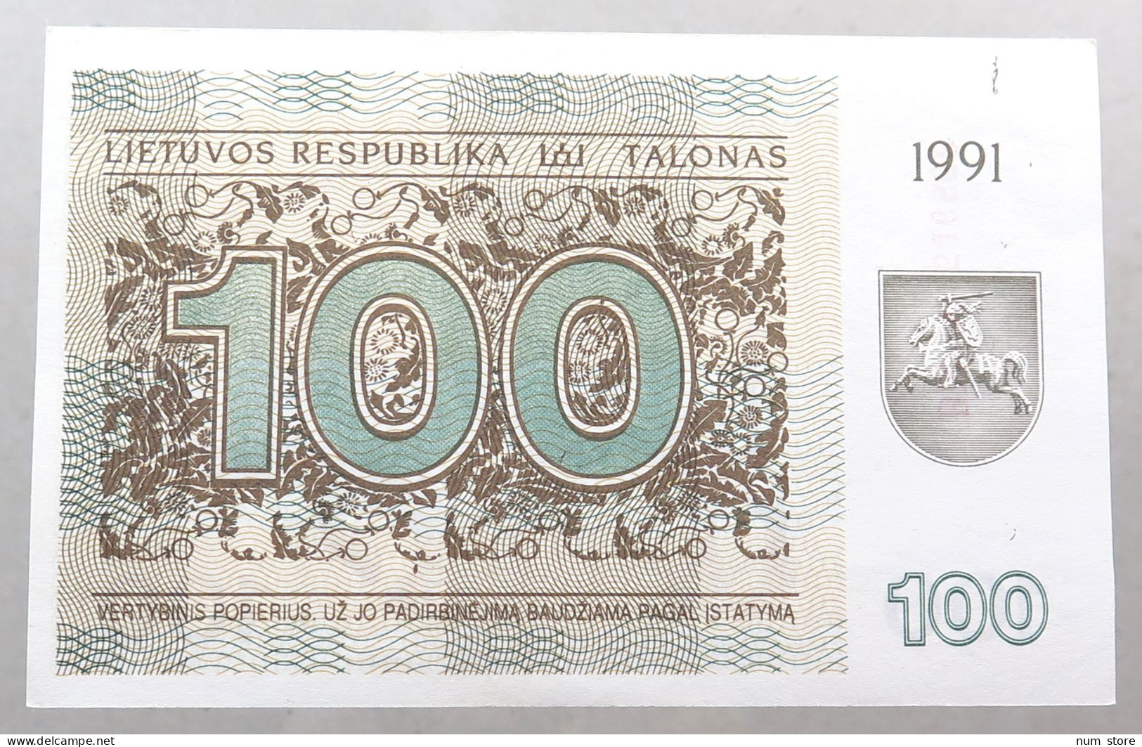 LITHUANIA 100 TALONAS 1991  #alb050 0547 - Lituanie