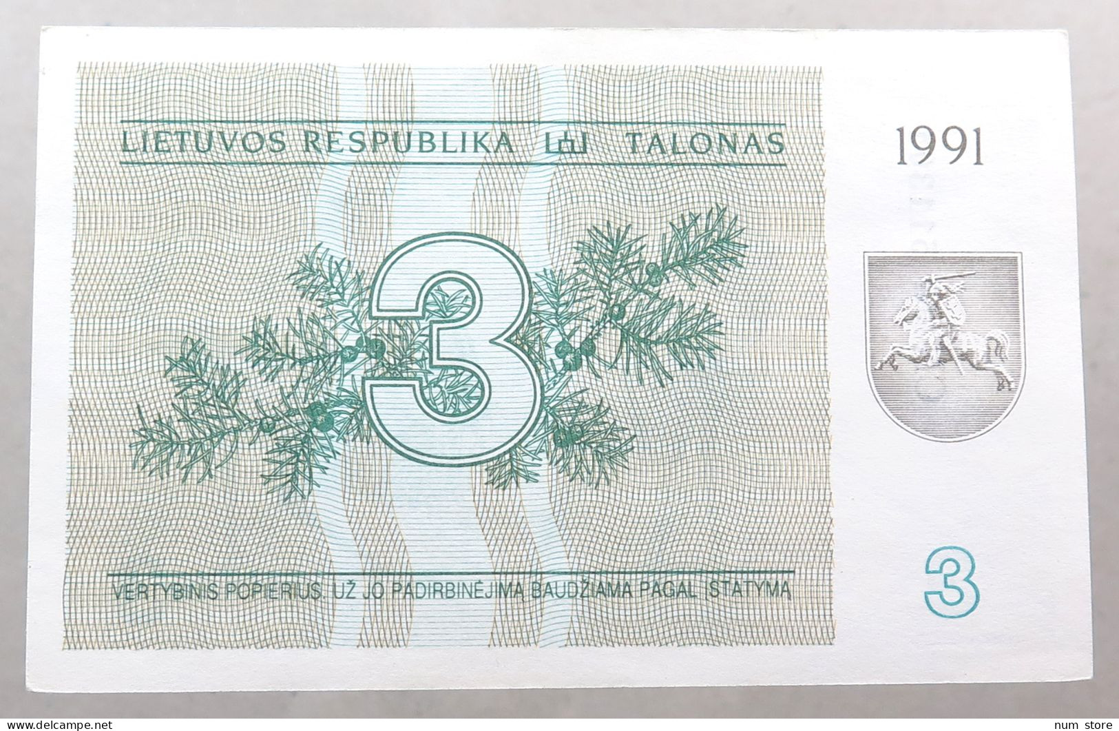 LITHUANIA 3 TALONAS 1991  #alb050 0537 - Litouwen