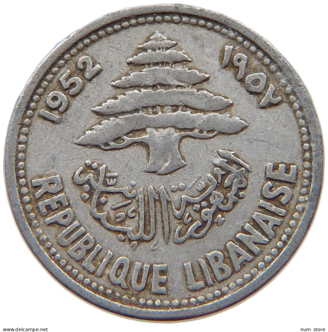 LEBANON 5 PIASTRES 1952  #s069 0387 - Líbano