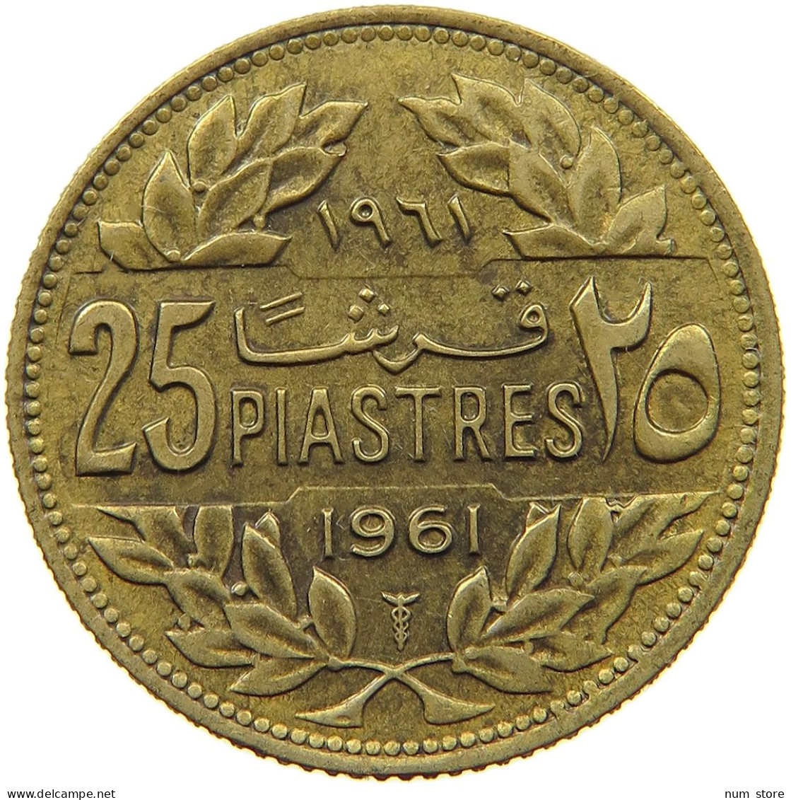 LEBANON 25 PIASTRES 1961  #s067 0055 - Líbano