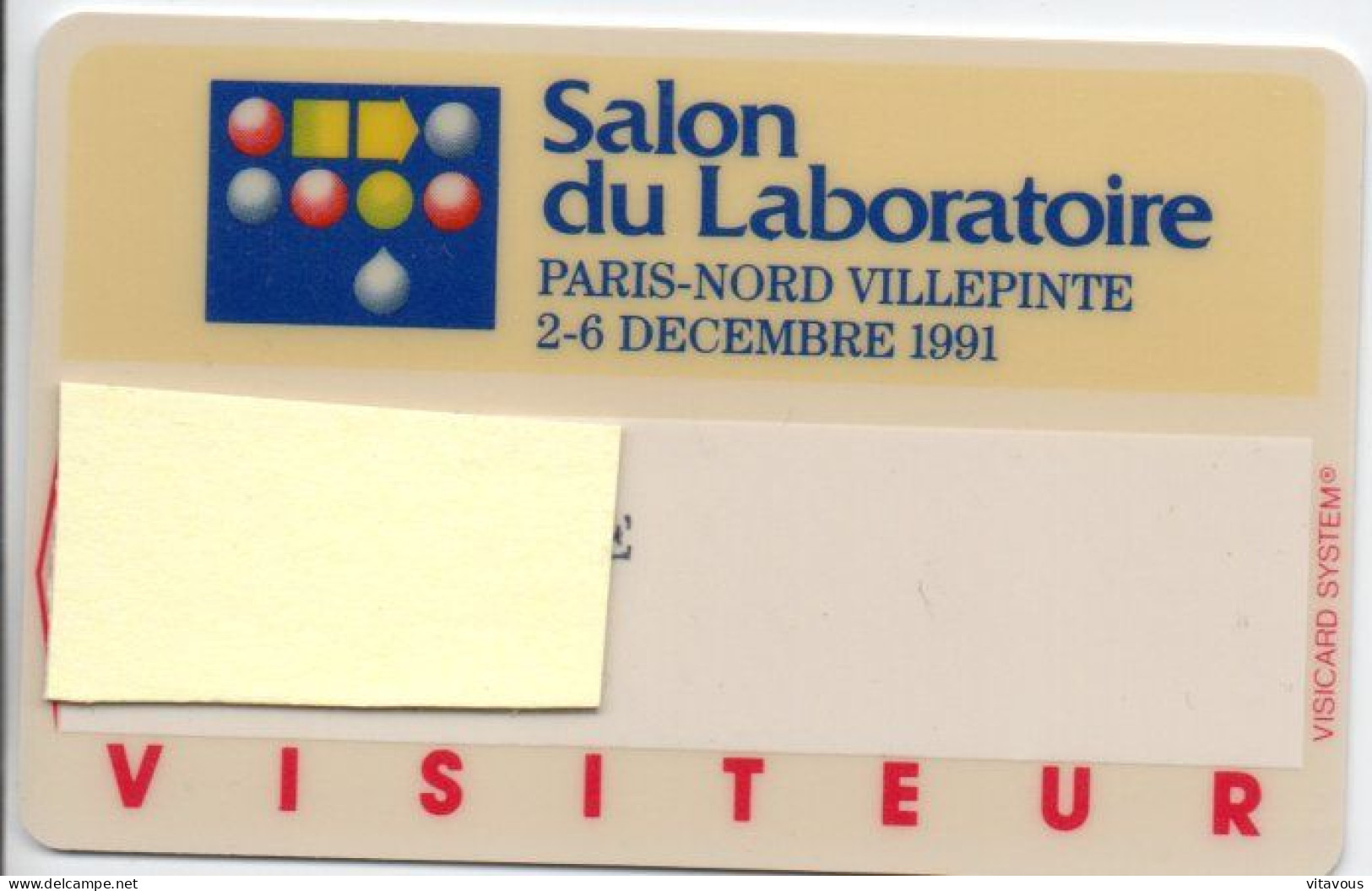 Carte Salon Badge SALON DU LABORATOIRE 1991 Card Magnétique Karte (salon 522) - Ausstellungskarten
