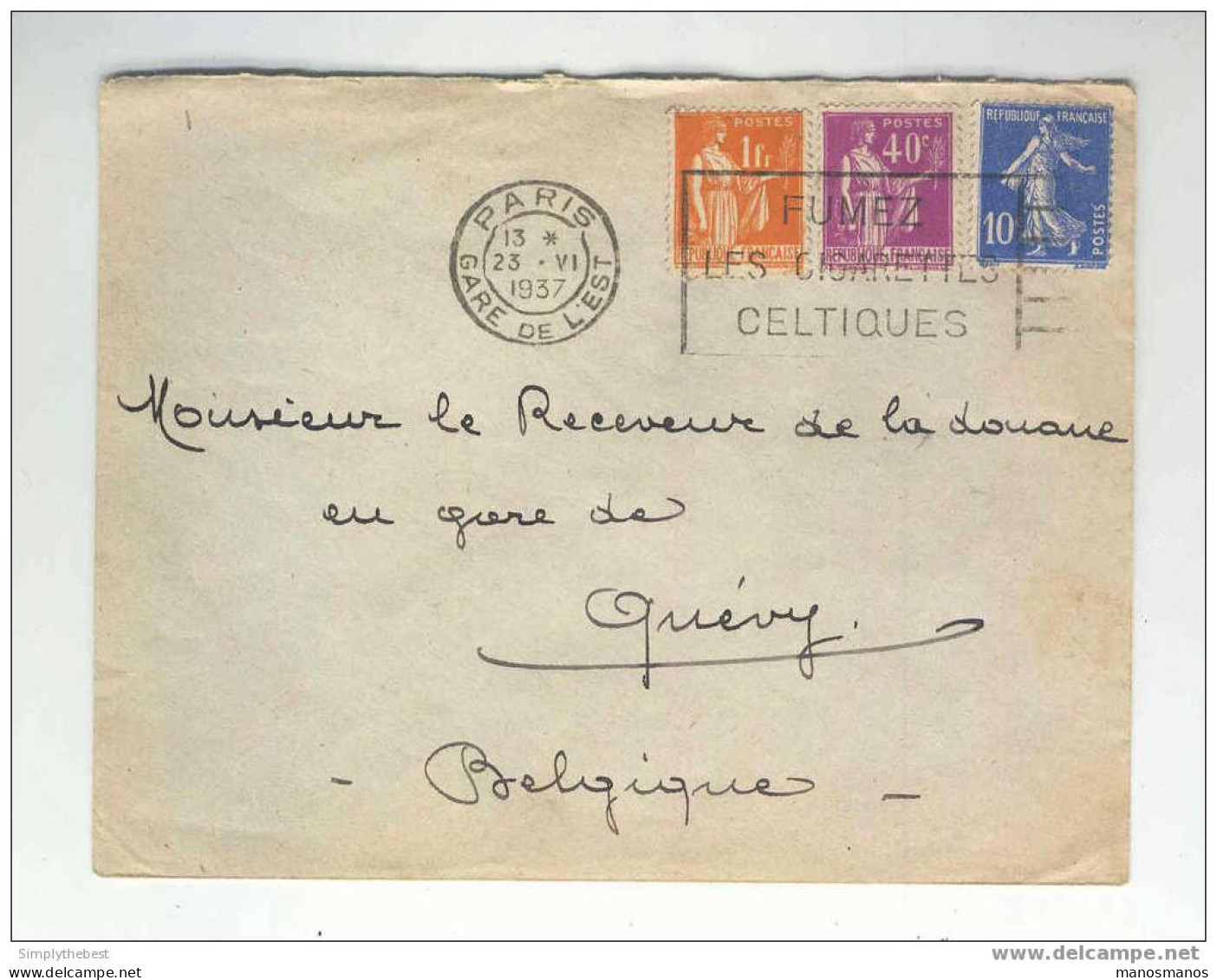 FRANCE 2 Lettres Cachets Cigarettes GITANES Et CELTIQUES 1937/39 TP Semeuses Et Paix   --  EE861 - Tabacco
