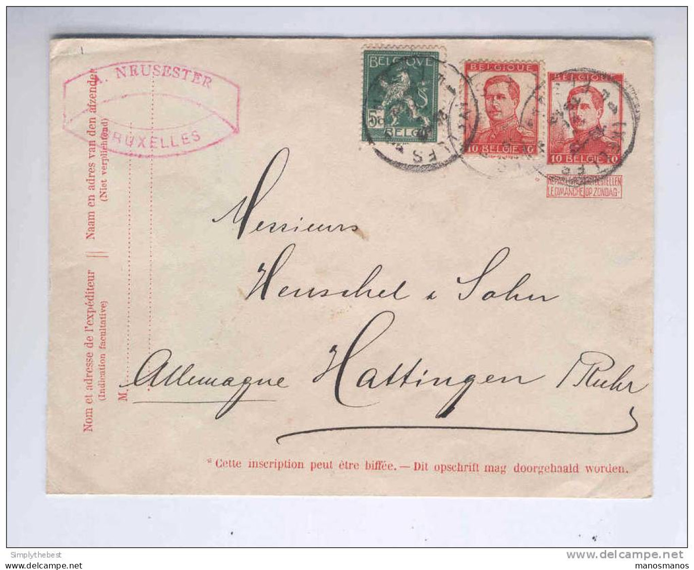 Enveloppe Pellens 10 C No 17 + TP 110 Et 118 IXELLES 1912 Vers Allemagne - TARIF 25 C  --  HH000 - Covers