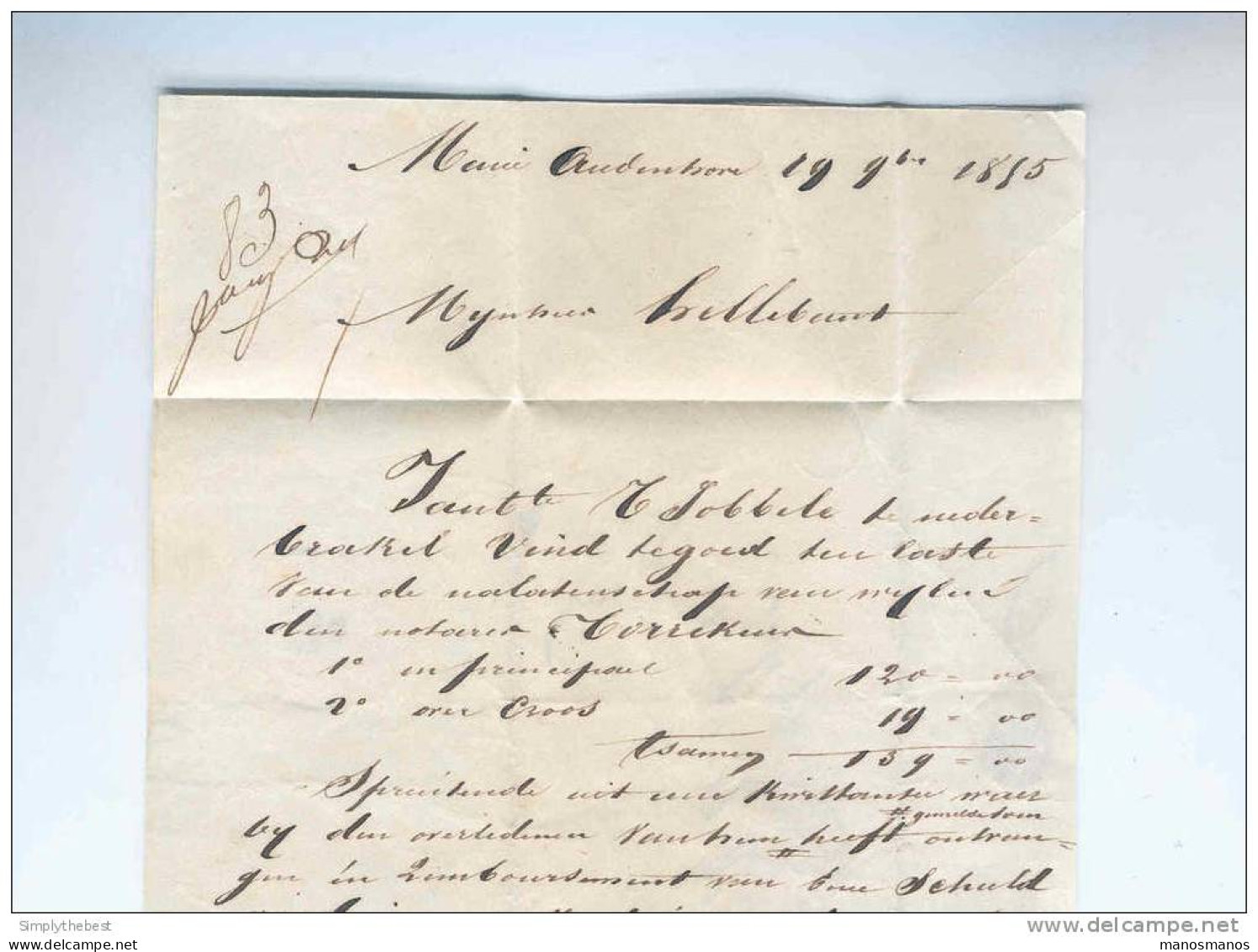 Lettre Médaillon 10 C SOTTEGHEM 1855  - Boite Rurale A Origine Manuscrite MARIE AUDENHOVE  --  GG755 - Landpost (Ruralpost)