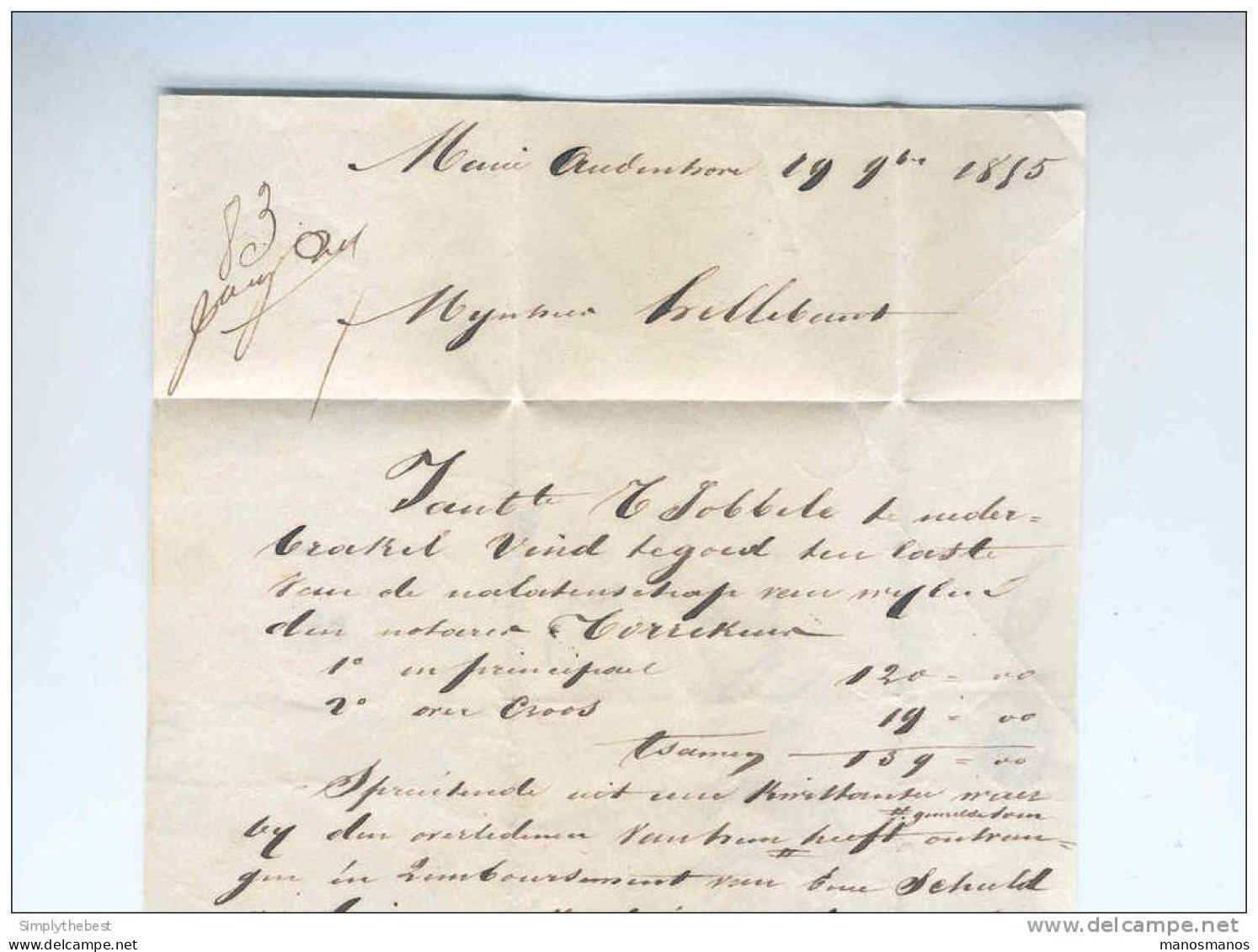Lettre Médaillon 10 C SOTTEGHEM 1855  - Boite Rurale A Origine Manuscrite MARIE AUDENHOVE  --  GG755 - Landelijks Post