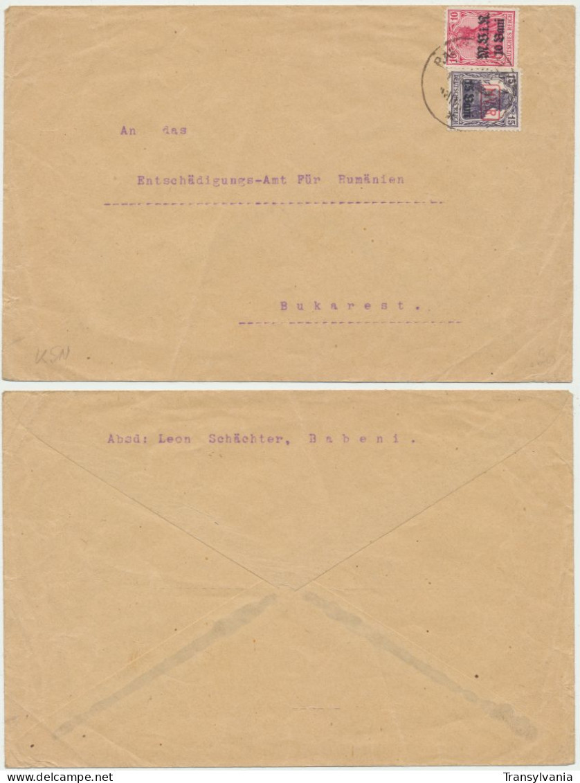 WW1 Germany Occupation In Romania MViR Stamps On Cover Addressed From Babeni With Scarce RAMNICUL VALCEA Cancellation - World War 1 Letters