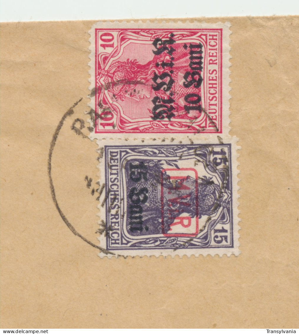 WW1 Germany Occupation In Romania MViR Stamps On Cover Addressed From Babeni With Scarce RAMNICUL VALCEA Cancellation - World War 1 Letters