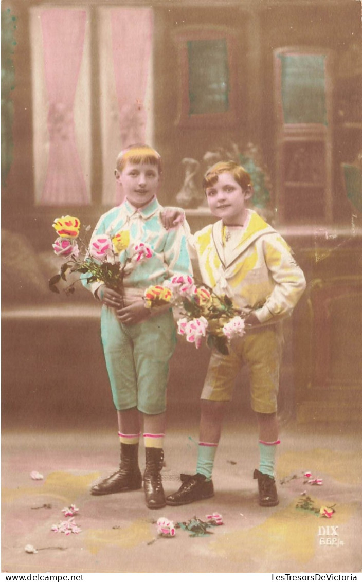 ENFANTS - Deux Petits Garçons En Costume - Fantaisie - Colorisé - Carte Postale Ancienne - Autres & Non Classés