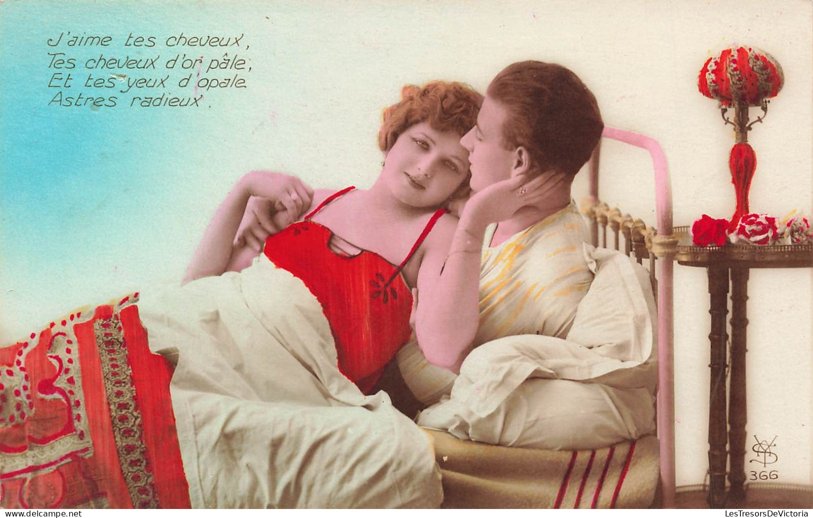 COUPLES - J'aime Tes Cheveux - Couple Se Câlinant - Fantaisie - Colorisé - Carte Postale Ancienne - Couples