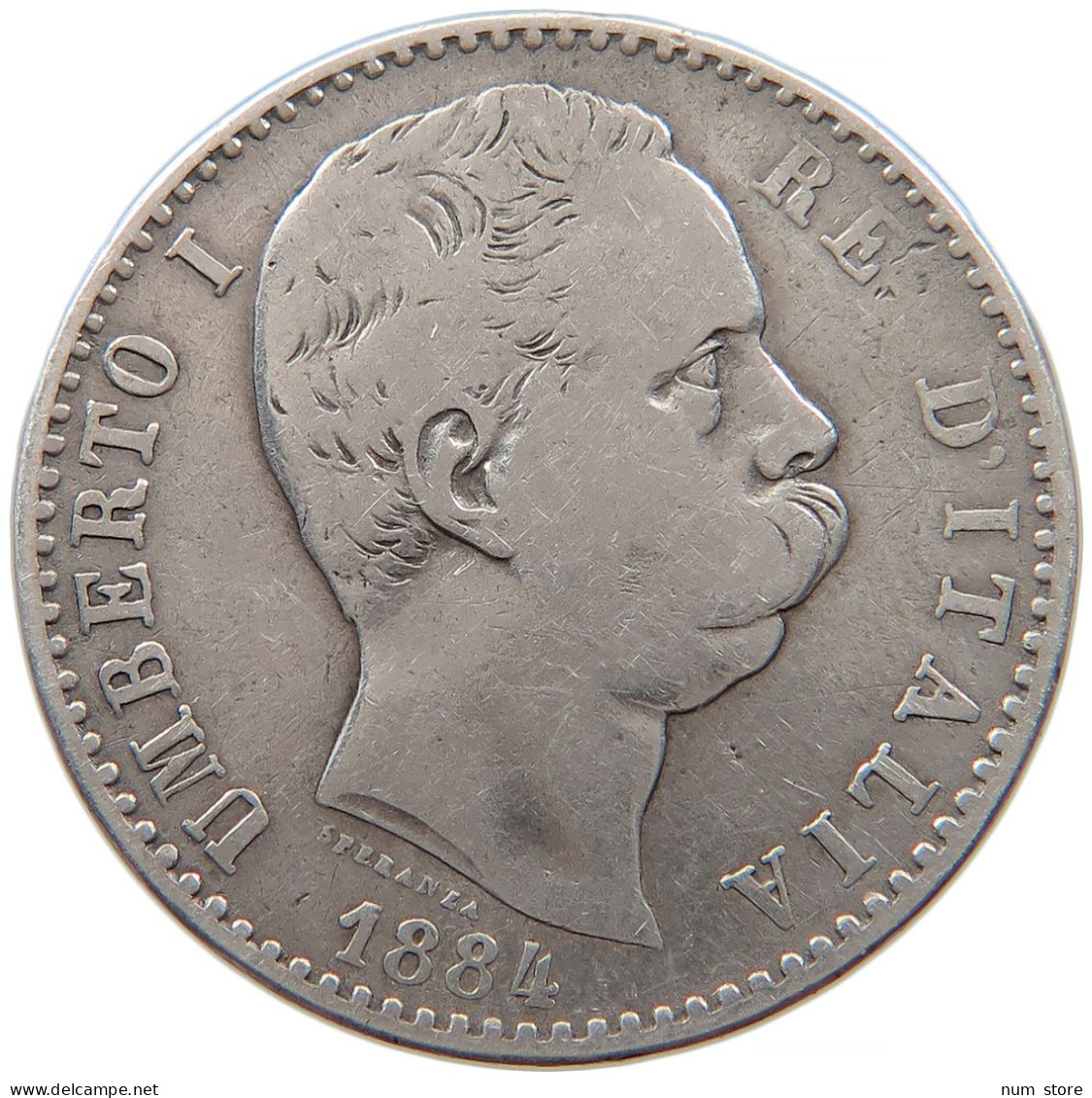 ITALY 2 LIRE 1884 UMBERTO I. 1878-1900 #t011 0535 - 1878-1900 : Umberto I