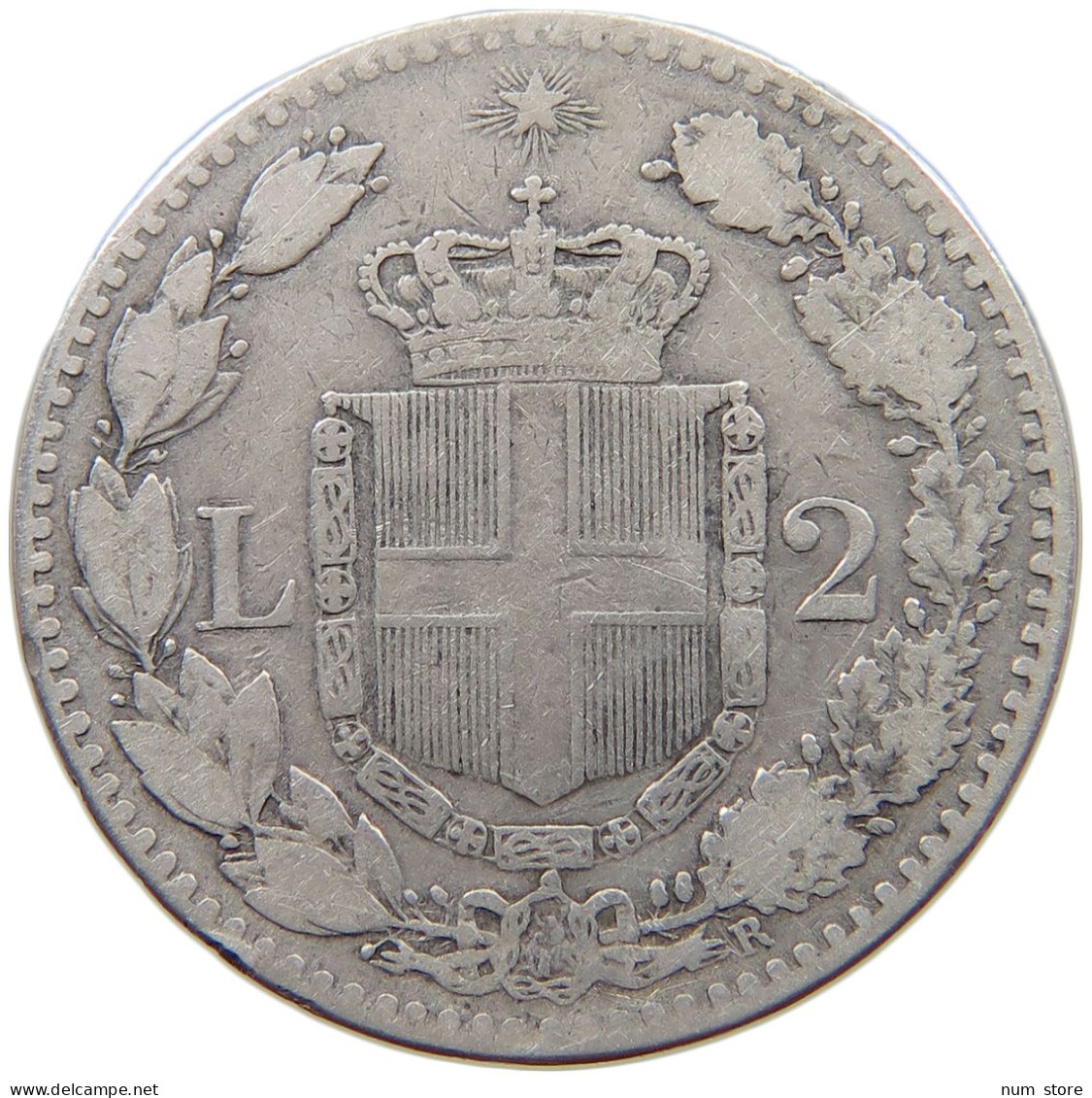 ITALY 2 LIRE 1884 Umberto I (1878-1900) #t159 0067 - 1878-1900 : Umberto I.