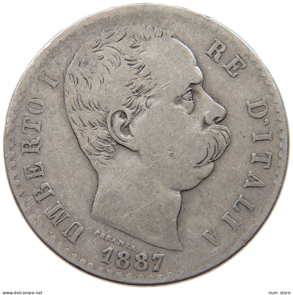 ITALY 2 LIRE 1887 Umberto I (1878-1900) #t154 0467 - 1878-1900 : Umberto I