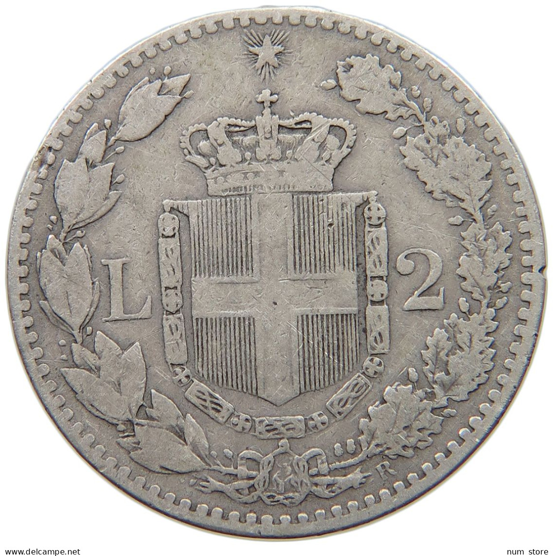 ITALY 2 LIRE 1887 Umberto I (1878-1900) #t154 0467 - 1878-1900 : Umberto I