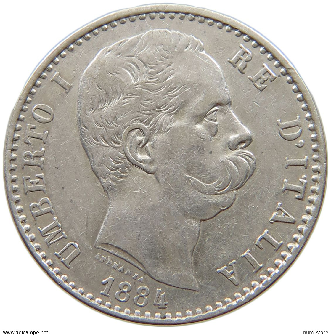 ITALY 2 LIRE 1884 Umberto I (1878-1900) #t148 0135 - 1878-1900 : Umberto I.