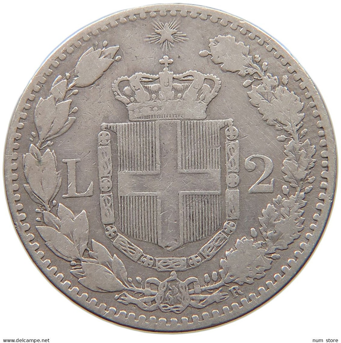 ITALY 2 LIRE 1884 Umberto I (1878-1900) #t107 0273 - 1878-1900 : Umberto I.