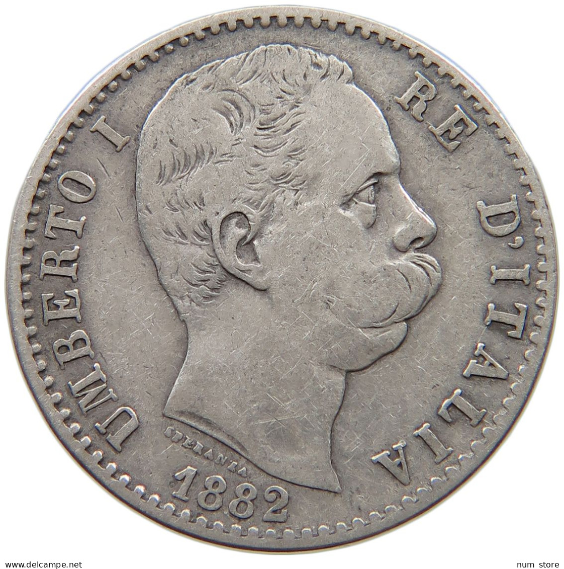 ITALY 2 LIRE 1882 Umberto I (1878-1900) #t158 0313 - 1878-1900 : Umberto I.