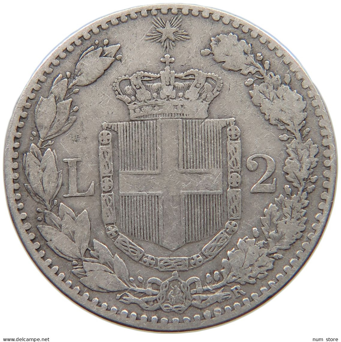 ITALY 2 LIRE 1882 Umberto I (1878-1900) #t158 0313 - 1878-1900 : Umberto I.