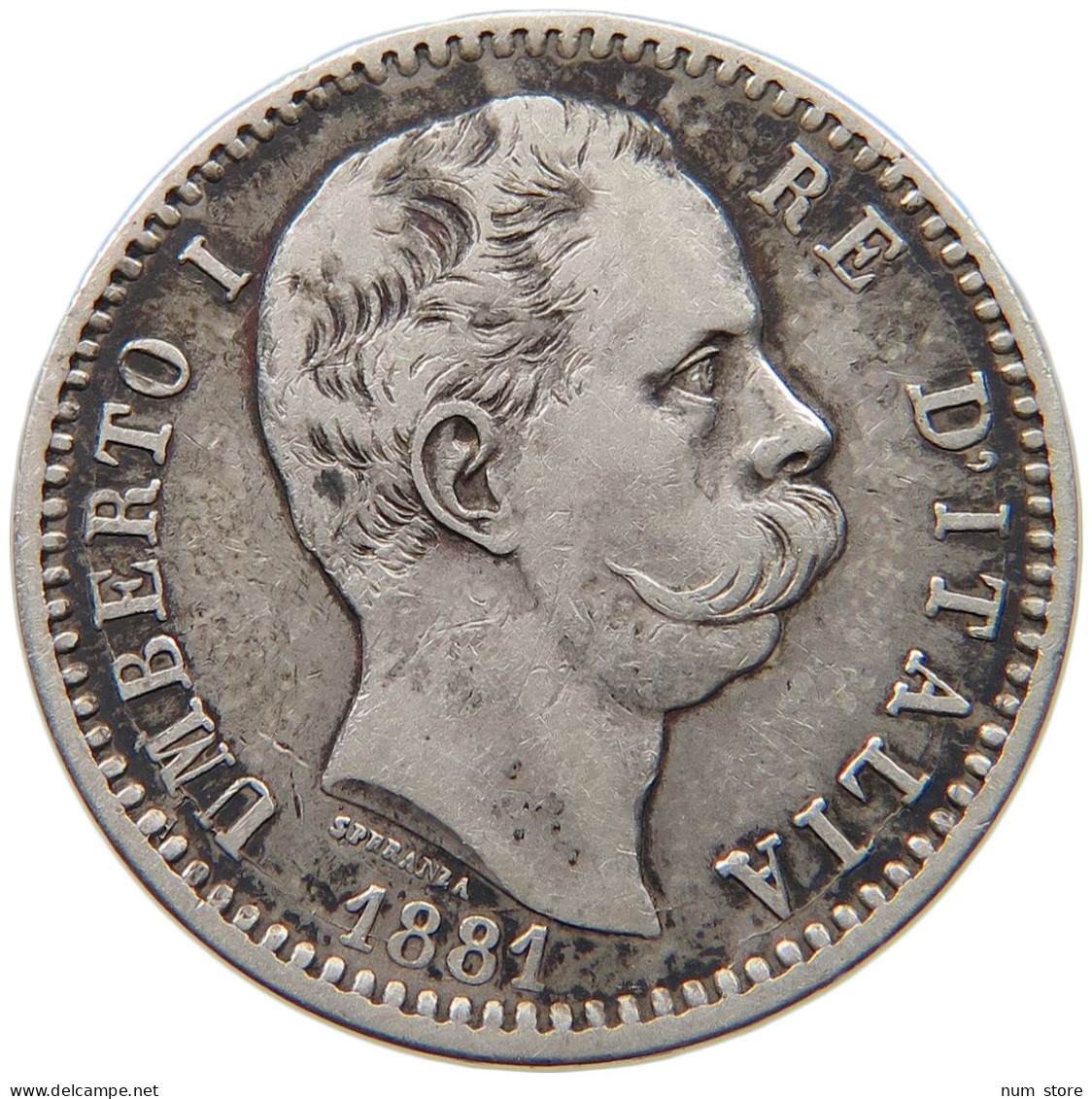 ITALY 2 LIRE 1881 Umberto I (1878-1900) #t077 0151 - 1878-1900 : Umberto I.