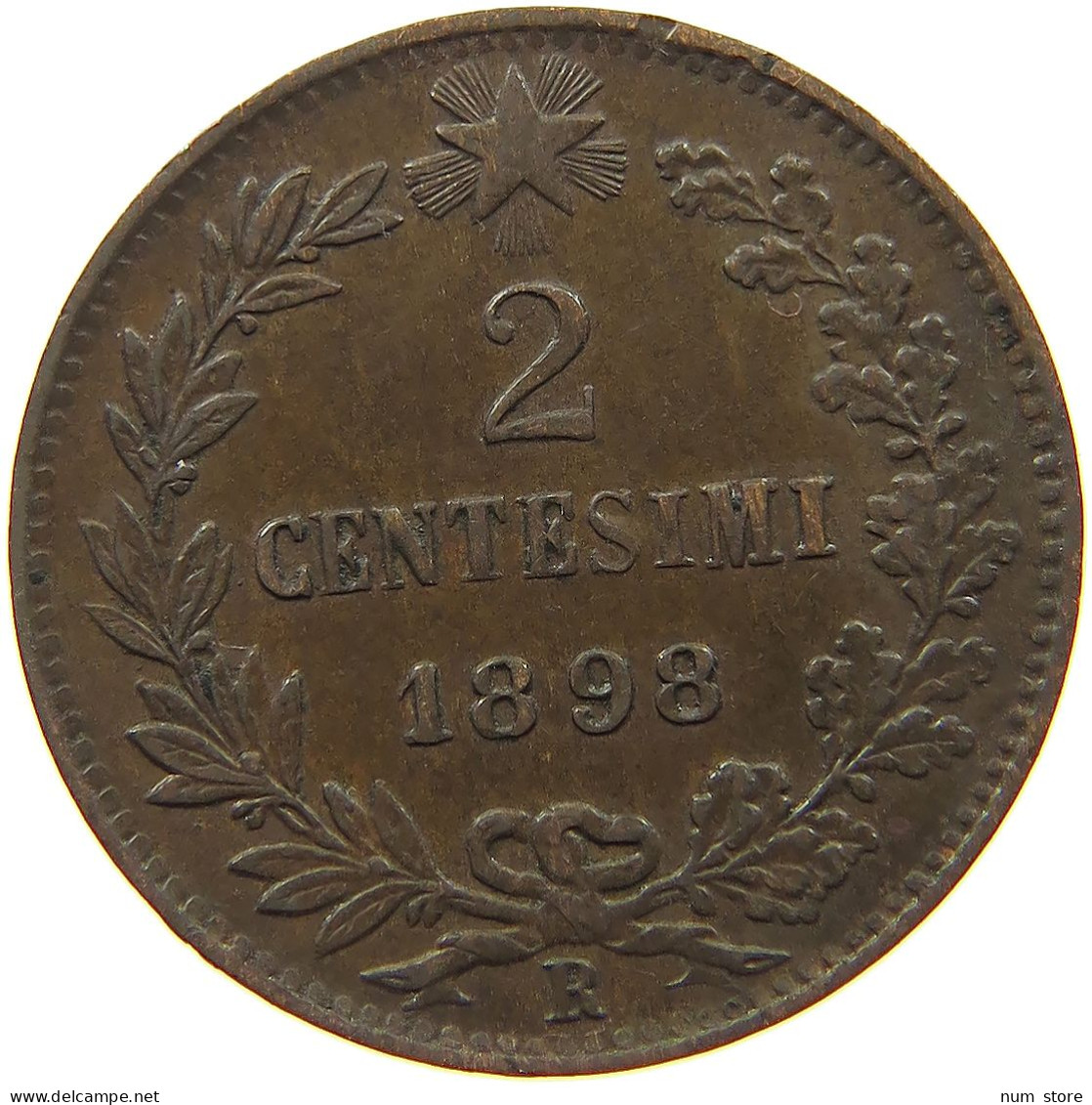 ITALY 2 CENTESIMI 1898 R UMBERTO I. 1878-1900 #s078 0791 - 1878-1900 : Umberto I