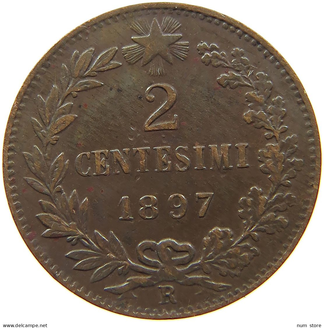 ITALY 2 CENTESIMI 1897 R UMBERTO I. 1878-1900 #s078 0627 - 1878-1900 : Umberto I.