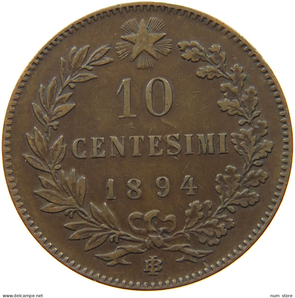 ITALY 10 CENTESIMI 1894 BI UMBERTO I. 1878-1900 #s046 0225 - 1878-1900 : Umberto I