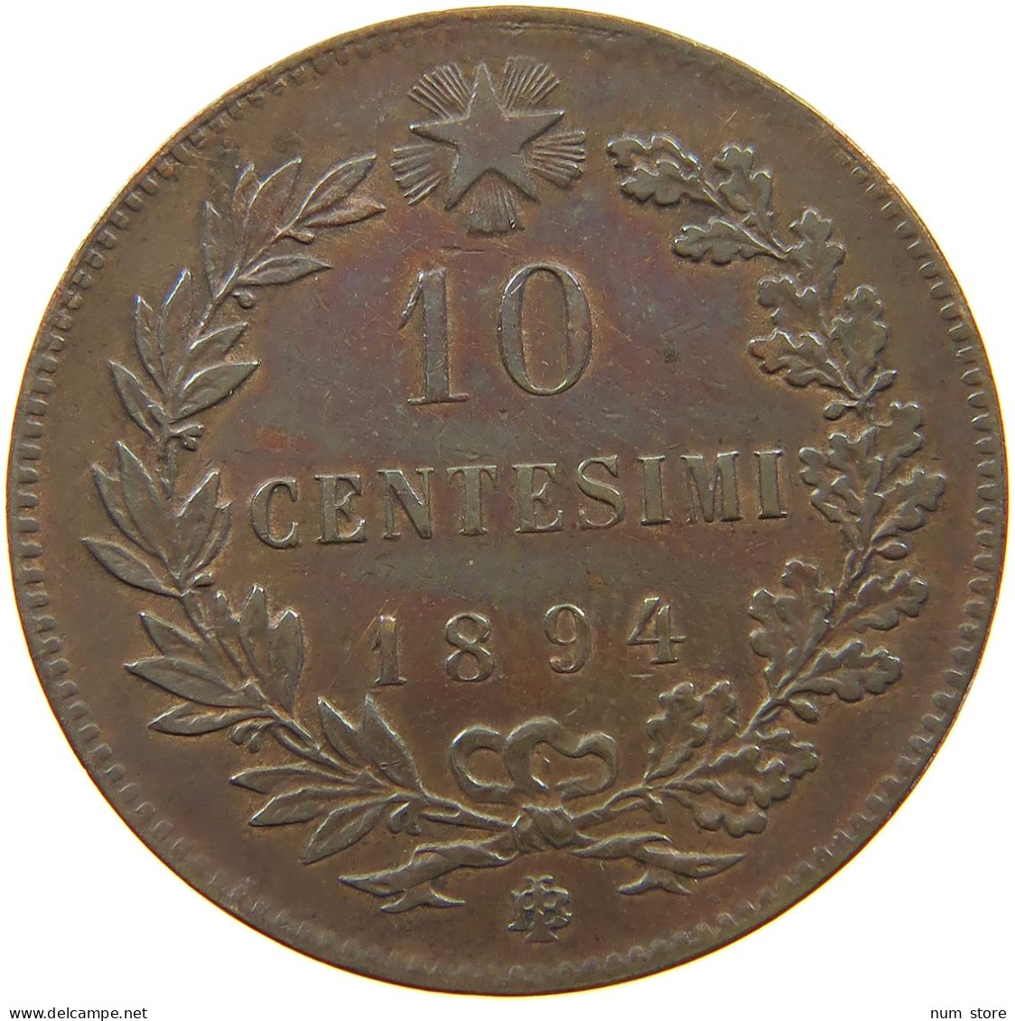 ITALY 10 CENTESIMI 1894 BI UMBERTO I. 1878-1900 #a031 0255 - 1878-1900 : Umberto I.