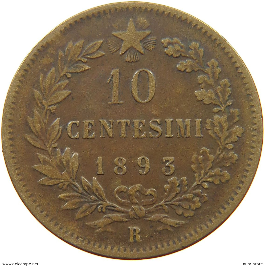 ITALY 10 CENTESIMI 1893 R UMBERTO I. 1878-1900 #a008 0055 - 1878-1900 : Umberto I