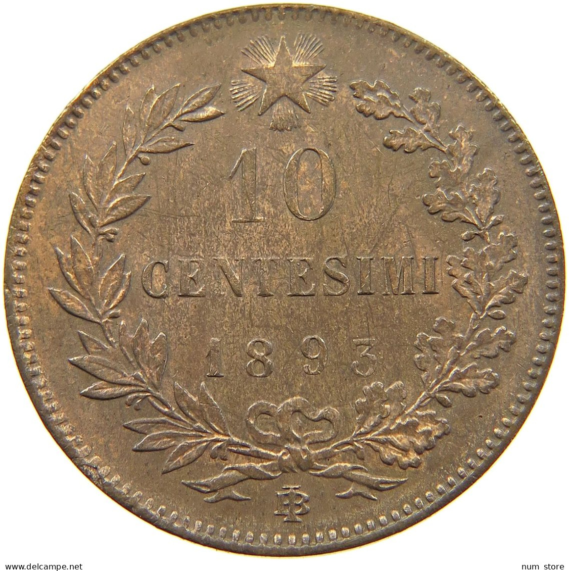 ITALY 10 CENTESIMI 1893 BI Umberto I (1878-1900) #t118 0197 - 1878-1900 : Umberto I