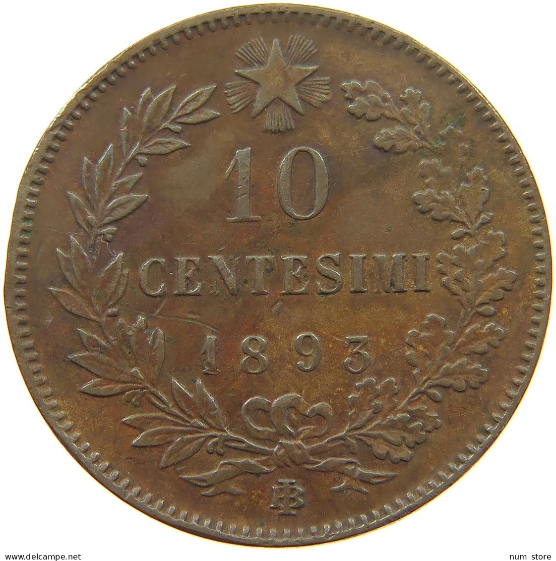 ITALY 10 CENTESIMI 1893 BI UMBERTO I. 1878-1900 #a041 0159 - 1878-1900 : Umberto I.