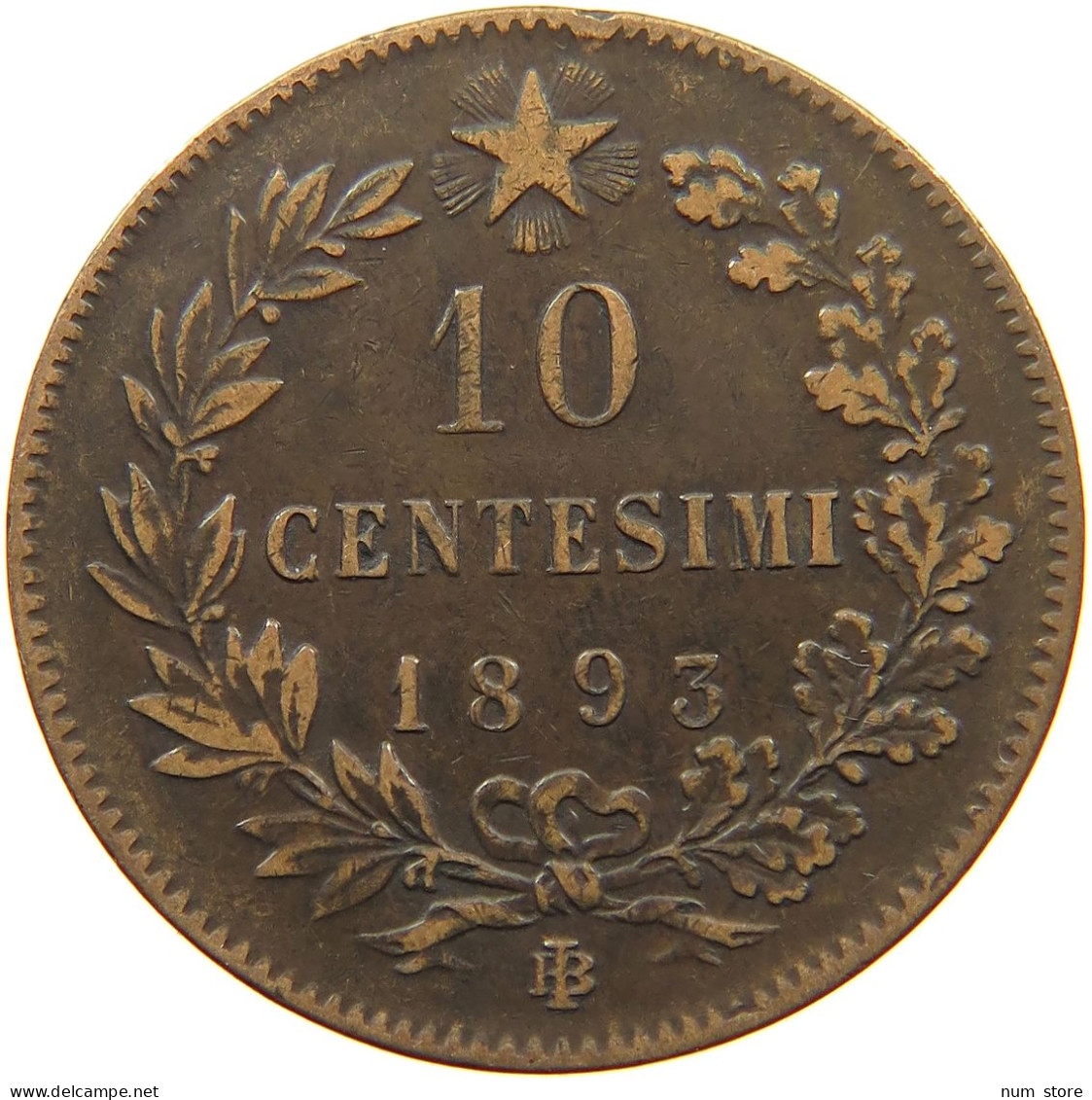 ITALY 10 CENTESIMI 1893 BI UMBERTO I. 1878-1900 #a094 0859 - 1878-1900 : Umberto I.