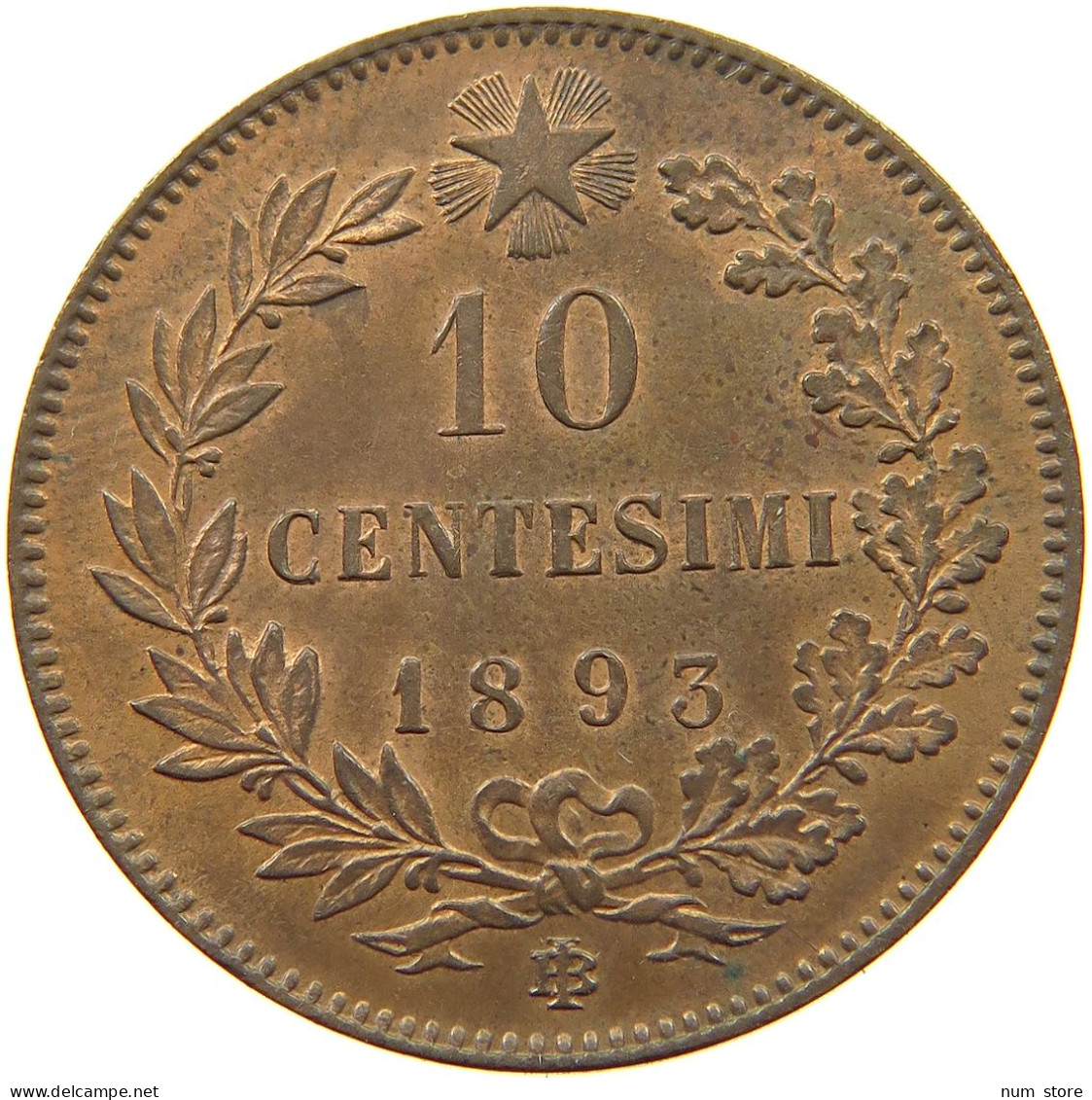 ITALY 10 CENTESIMI 1893 BI Umberto I (1878-1900) #t118 1023 - 1878-1900 : Umberto I.