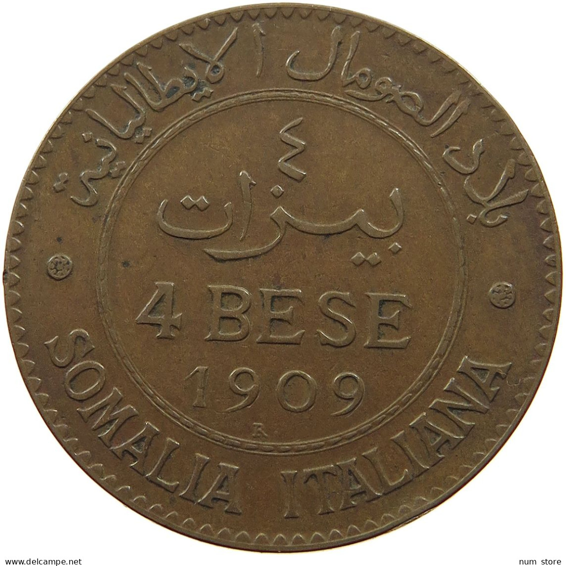 ITALIAN SOMALILAND 4 BESE 1909 Vittorio Emanuele III. (1900 - 1946) VERY RARE #t061 0325 - Somalia