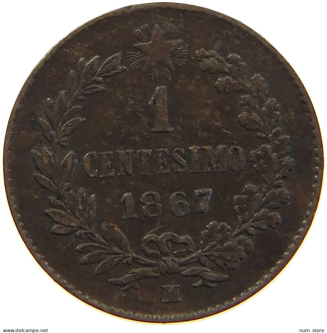 ITALY CENTESIMO 1867 M Vittorio Emanuele II. 1861 - 1878 #c065 0121 - 1861-1878 : Vittoro Emanuele II