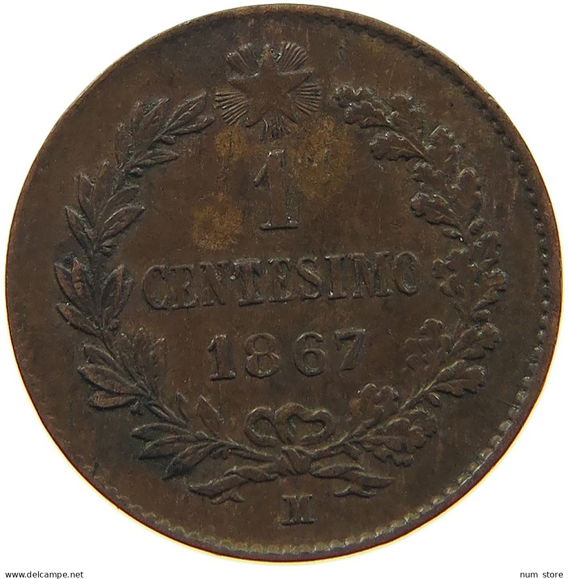 ITALY CENTESIMO 1867 M Vittorio Emanuele II. 1861 - 1878 #c017 0301 - 1861-1878 : Vittoro Emanuele II
