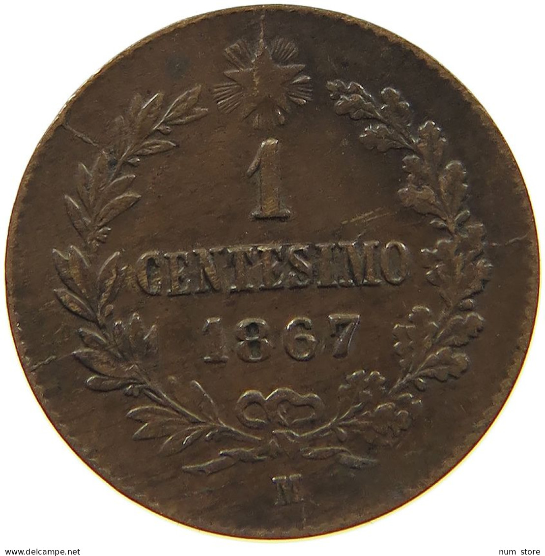 ITALY CENTESIMO 1867 M Vittorio Emanuele II. 1861 - 1878 #c022 0687 - 1861-1878 : Vittoro Emanuele II