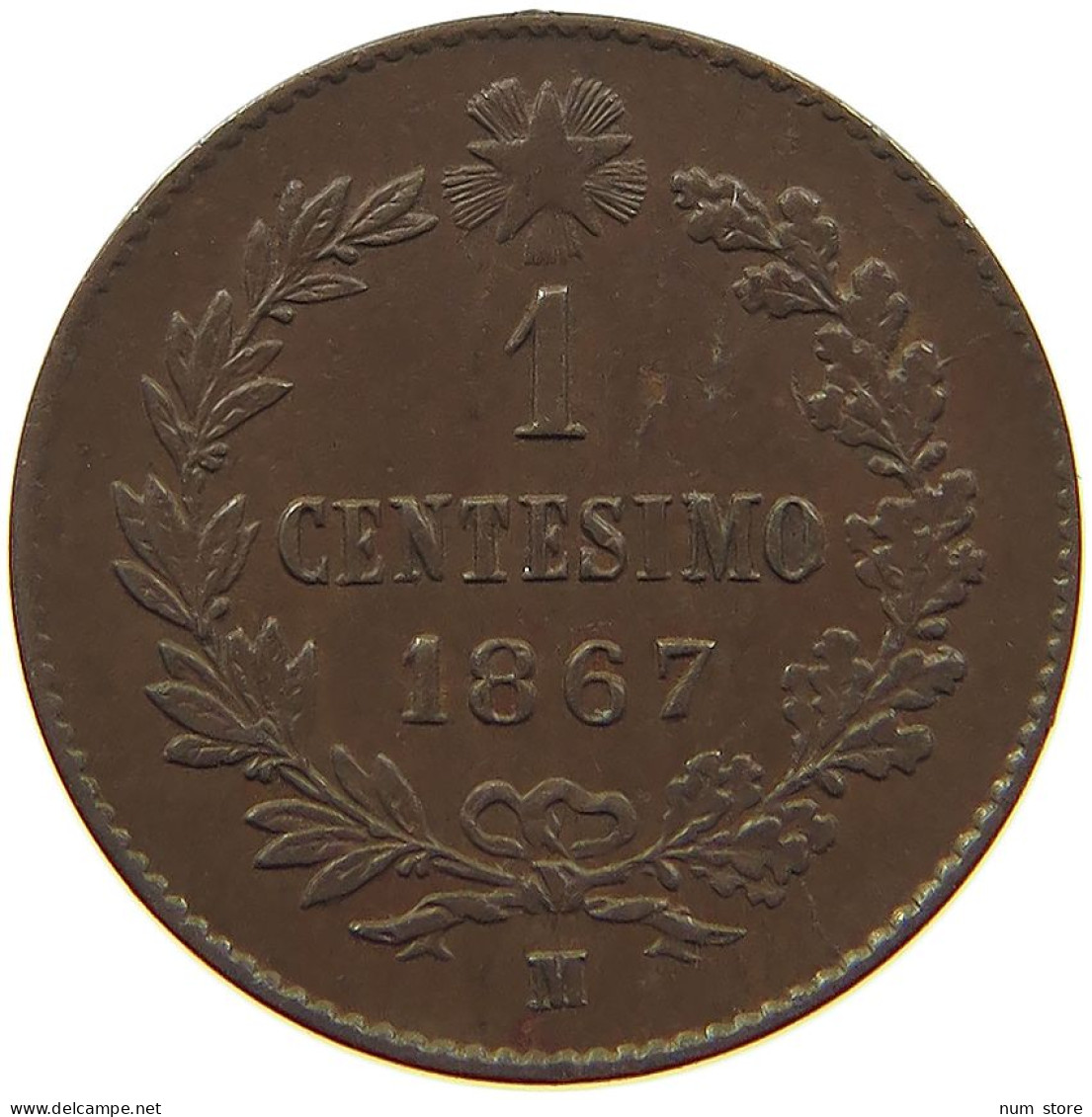 ITALY CENTESIMO 1867 M Vittorio Emanuele II. 1861 - 1878 #c006 0271 - 1861-1878 : Vittoro Emanuele II