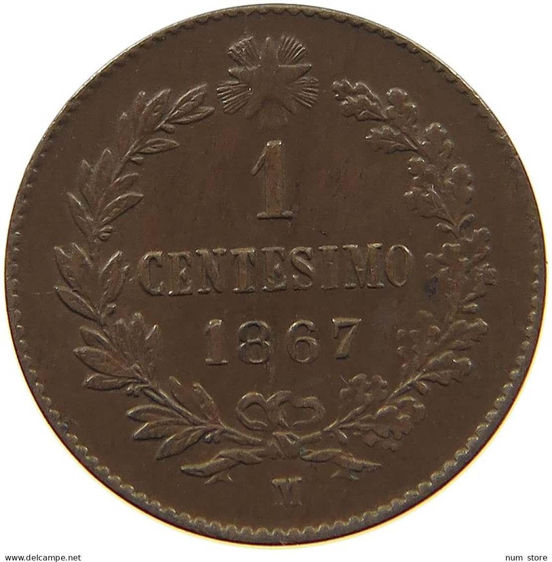 ITALY CENTESIMO 1867 M Vittorio Emanuele II. 1861 - 1878 #c006 0273 - 1861-1878 : Vittoro Emanuele II