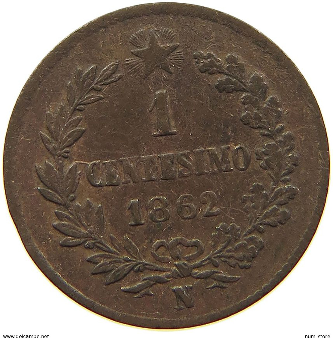 ITALY CENTESIMO 1862 N Vittorio Emanuele II. 1861 - 1878 #s012 0159 - 1861-1878 : Vittoro Emanuele II