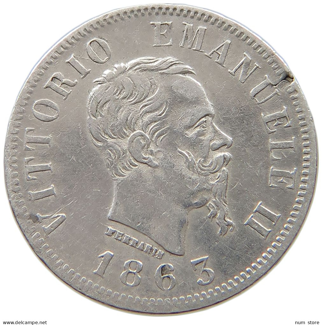 ITALY 50 CENTESIMI 1863 N Vittorio Emanuele II. 1861 - 1878 #s049 0613 - 1861-1878 : Vittoro Emanuele II