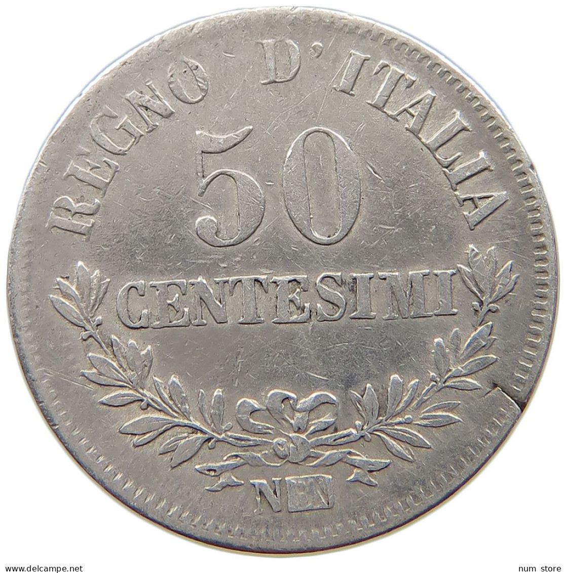 ITALY 50 CENTESIMI 1863 N Vittorio Emanuele II. 1861 - 1878 #s049 0613 - 1861-1878 : Vittoro Emanuele II