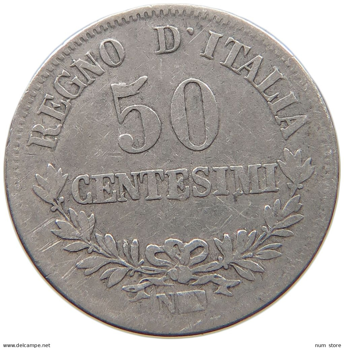 ITALY 50 CENTESIMI 1863 N Vittorio Emanuele II. 1861 - 1878 #c040 0469 - 1861-1878 : Vittoro Emanuele II