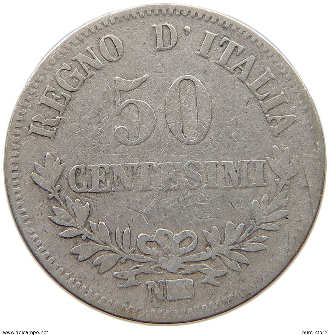 ITALY 50 CENTESIMI 1863 N Vittorio Emanuele II. 1861 - 1878 #c040 0471 - 1861-1878 : Vittoro Emanuele II
