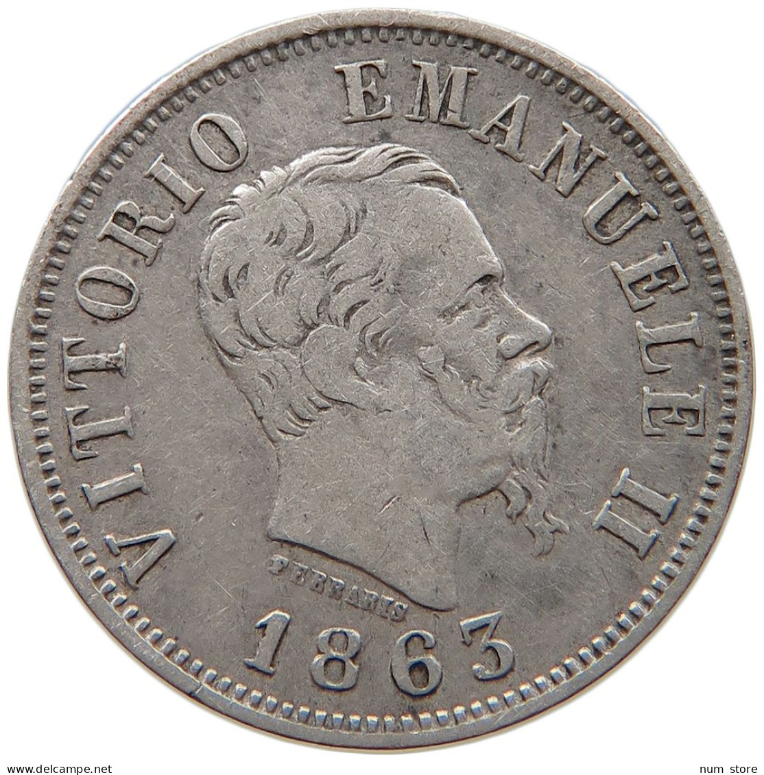 ITALY 50 CENTESIMI 1863 M Vittorio Emanuele II. 1861 - 1878 #s031 0237 - 1861-1878 : Vittoro Emanuele II